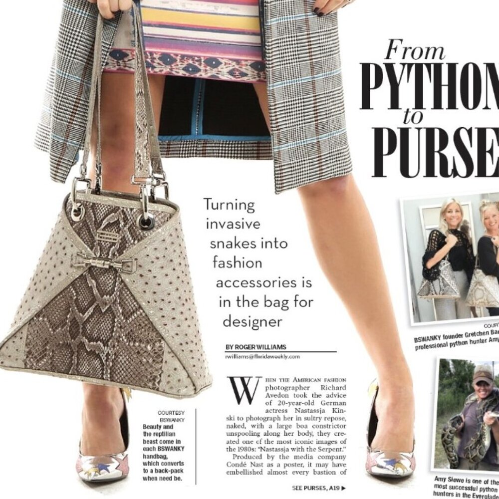 BSWANKY Sophie Python Convertible Backpack/Purse Gray w/silver accents_Like New - Picture 2 of 13